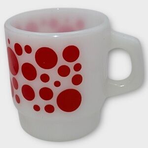 Vintage Fire King Polka Dot Mug in Red Rare Pattern